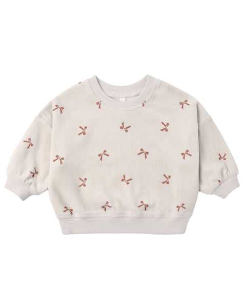 velour relaxed sweatshirt bows