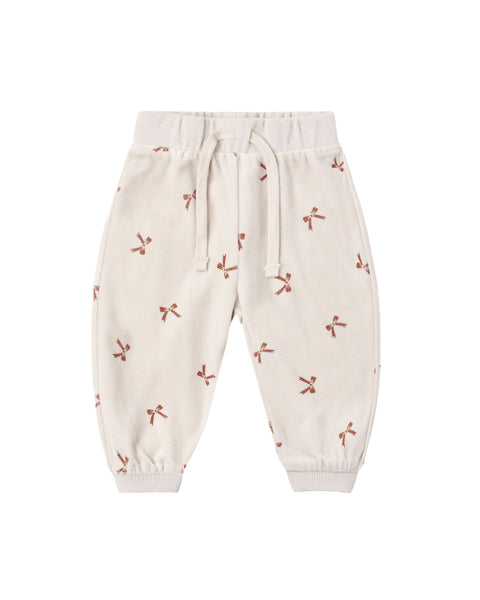 velour relaxed sweatpant bows