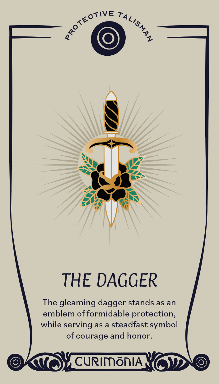 Protective Talisman Dagger and Rose Enamel Pin Courage