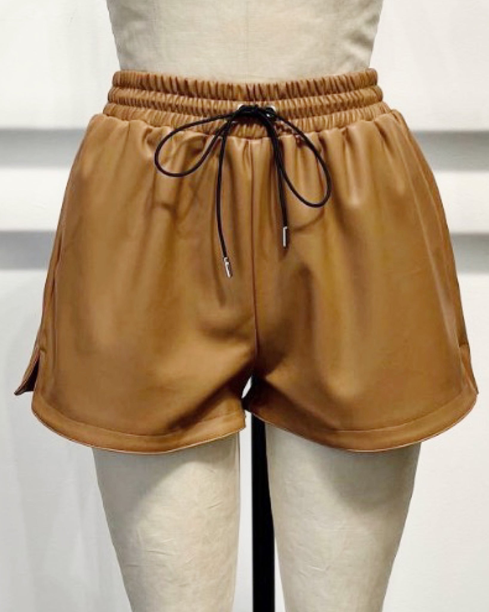 matte leather shorts