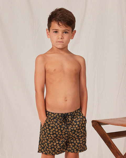 black floral boardshort