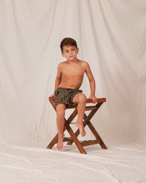 black floral boardshort